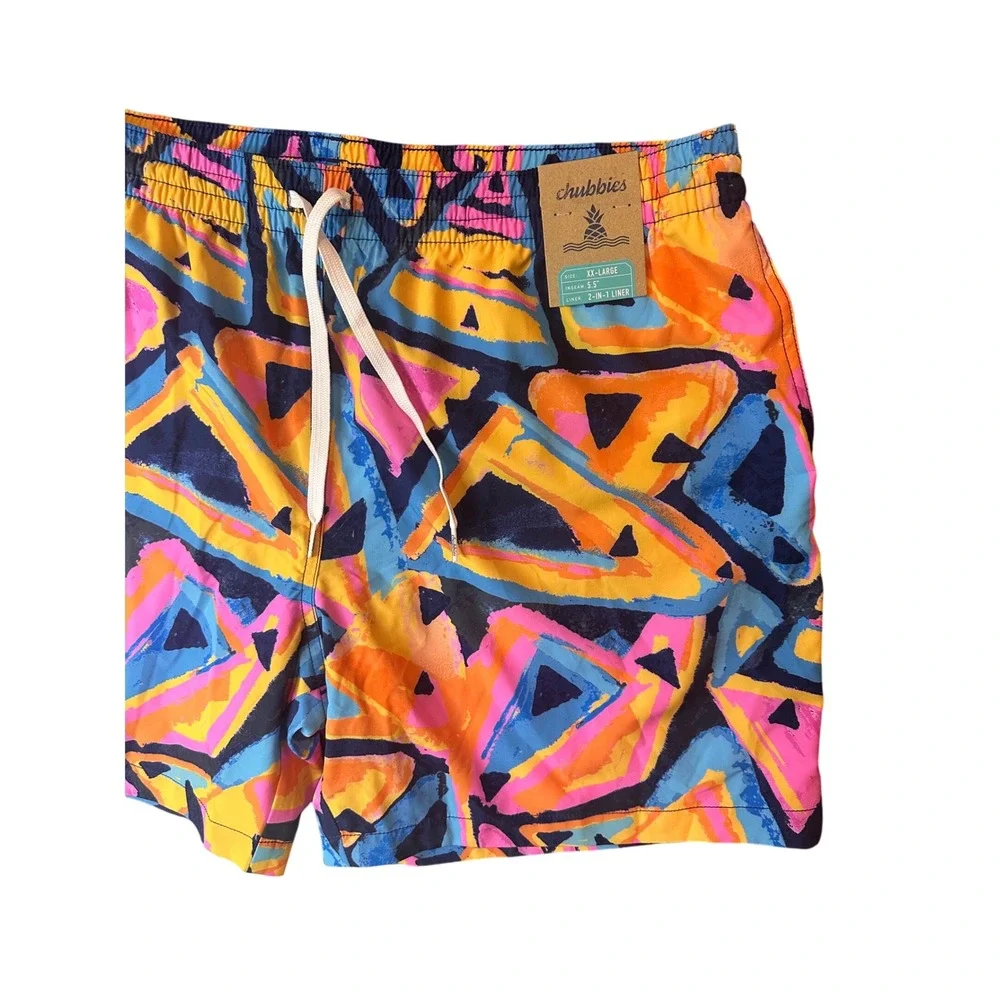 Chubbies The Exploding Nachos Mens XXL Swim Trunks 5.5 Inseam 2-in-1 Liner Neon